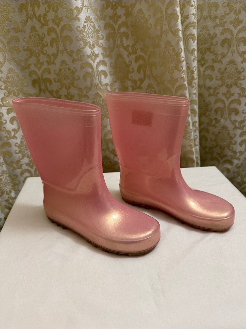 Cat & Jack Shimmery Pink Kids Outdoor Posh Rain/Snow Boots Size 12
